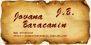 Jovana Baračanin vizit kartica